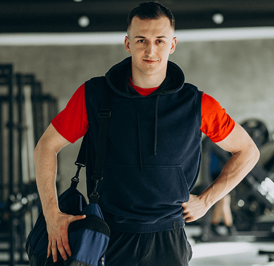 Fitness trainer demonstrating exercise